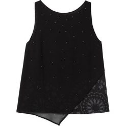 Desigual Bluzka damska Blus Sylvie Negro 19WWBW24 2000 (rozmiar XS). Bluzki damskie Desigual, xs, bez wzorów, z materiału, eleganckie, bez kołnierzyka, bez rękawów. Za 269,00 zł.