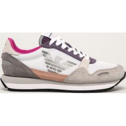 Emporio Armani - Buty X3X058.XL481. Szare buty sportowe damskie Emporio Armani, bez wzorów, ze skóry, sportowe. W wyprzedaży za 679,90 zł.
