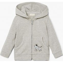 Mango Kids - Bluza dziecięca Mireiaj 80-104 cm. Szare bluzy dziewczęce marki Mango Kids, z nadrukiem, z elastanu, z kapturem. W wyprzedaży za 35,90 zł.