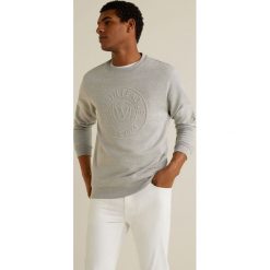 Mango Man - Bluza. Szare bluzy męskie marki Mango Man, xxl, bez wzorów, z bawełny, z okrągłym kołnierzem, bez rękawów, bez kaptura. W wyprzedaży za 119,90 zł.