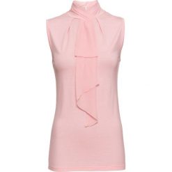Top bonprix różowy kwarc. Różowe topy damskie bonprix, bez wzorów, z dżerseju, ze stójką. Za 29,99 zł.