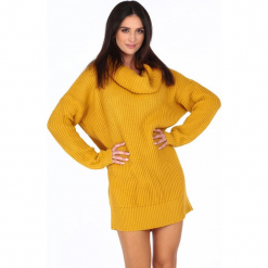 Sweter z golfem oversizowy musztardowy 0208. Pomarańczowe golfy damskie marki Fasardi. Za 89,00 zł.