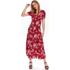 Długa sukienka w kwiaty. Czerwone sukienki damskie Top Secret, na co dzień, na lato, w kwiaty, z tkaniny, eleganckie, z dekoltem w serek, z długim rękawem, długie, mini. W wyprzedaży za 49,99 zł.