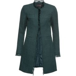 Płaszcz boucle bonprix głęboki zielony. Zielone płaszcze damskie bonprix, z haftami. Za 139,99 zł.