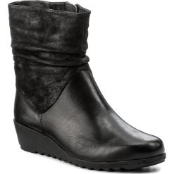 Botki CAPRICE - 9-26451-29 Black Nap.Comb 026. Czarne botki damskie na obcasie marki Caprice, z nubiku. W wyprzedaży za 259,00 zł.