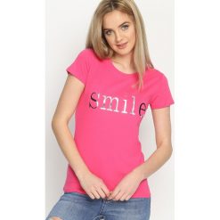 Bluzki damskie: Fuksjowy T-shirt Besmile