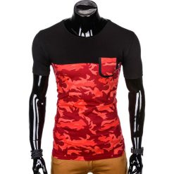 T-SHIRT MĘSKI Z NADRUKIEM S1007 - CZERWONYMORO. Czerwone t-shirty męskie z nadrukiem marki Ombre Clothing, m. Za 35,00 zł.