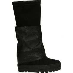 Kozaki - 706 C-P NERO. Czarne buty zimowe damskie Venezia, ze skóry, na koturnie. Za 299,00 zł.