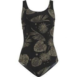 Kostium kąpielowy shape bonprix czarno-oliwkowy. Zielone stroje kąpielowe damskie marki bonprix, z nadrukiem. Za 99,99 zł.