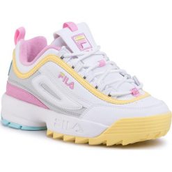 Sneakersy FILA - Disruptor Cb Low Wmn 1010604.92X White/Limelight. Białe półbuty damskie Fila, bez wzorów, ze skóry ekologicznej, bez obcasa, na płaskiej podeszwie, bez zapięcia. W wyprzedaży za 379,00 zł.