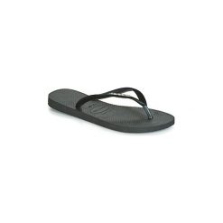 Japonki Havaianas SLIM VELVET. Czarne klapki damskie Havaianas, bez wzorów, bez obcasa. W wyprzedaży za 111,20 zł.