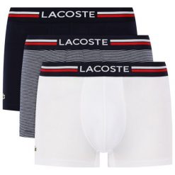 Komplet 3 par bokserek Lacoste 5H3413. Bokserki męskie Lacoste, bez wzorów, z elastanu. W wyprzedaży za 149,00 zł.