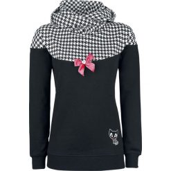 Bluzy damskie: Pussy Deluxe Houndstooth Shawl Hoodie Bluza z kapturem damska czarny