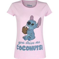 Lilo & Stitch Drive Me Coconuts Koszulka damska jasnoróżowy (Light Pink). Różowe koszulki damskie marki Lilo & Stitch, l, z nadrukiem, z okrągłym kołnierzem. Za 74,90 zł.