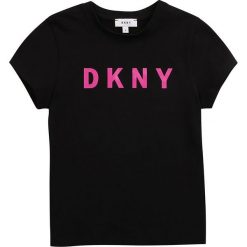 Dkny - T-shirt dziecięcy 152-158 cm. Białe bluzki dziewczęce DKNY, z nadrukiem, z elastanu, z okrągłym kołnierzem, z krótkim rękawem, krótkie, bez kaptura. Za 169,90 zł.