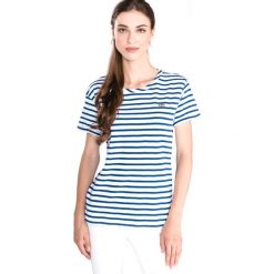 Scotch & Soda Koszulka Niebieski Biały. Niebieskie koszulki damskie Scotch & Soda, l, w paski, z bawełny, bez kołnierzyka, z krótkim rękawem. Za 178,95 zł.