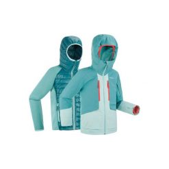 Kurtka narciarska freeride 900 JR 3 w 1. Niebieskie kurtki damskie WED'ZE, s, bez wzorów, z elastanu, młodzieżowe, bez kaptura, narciarskie. Za 399,99 zł.