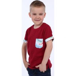 T-shirt chłopięcy z kieszonką bordowy NDZ4477. Czerwone t-shirty chłopięce Fasardi, bez wzorów, bez rękawów. Za 39,00 zł.