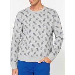 Bluza z okrągłym kołnierzem z nadrukiem. Szare kardigany męskie marki La Redoute Collections, xl, z nadrukiem, z bawełny. Za 71,82 zł.