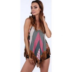 Top wzorzysty z frędzlami / morski 10450. Zielone topy damskie marki Fasardi, m. Za 49,00 zł.
