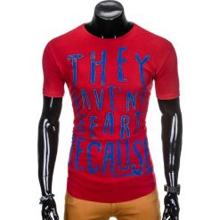 T-shirty męskie: T-SHIRT MĘSKI Z NADRUKIEM S930 – BORDOWY
