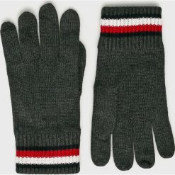 Tommy Hilfiger - Rękawiczki. Szare rękawiczki męskie marki TOMMY HILFIGER, z bawełny. W wyprzedaży za 139,90 zł.