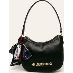 Love Moschino - Torebka. Czarne torby damskie na zakupy Love Moschino, w paski, ze skóry ekologicznej, na ramię, bez dodatków. W wyprzedaży za 499,90 zł.