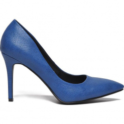 SZPILKI DAMSKIE W SZPIC. Niebieskie szpilki Top Secret, bez wzorów, ze skóry, eleganckie, bez obcasa, na szpilce, bez zapięcia. W wyprzedaży za 49,99 zł.