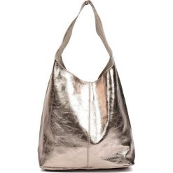 Shopper bag damskie: Skórzana torebka w kolorze złotym – (S)33 x (W)45 x (G)14 cm