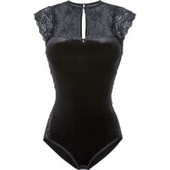 Body aksamitne bez fiszbinów bonprix czarny. Czarne body damskie bonprix, w koronkowe wzory, z koronki. Za 129,99 zł.