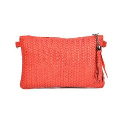 Kopertówki damskie: Skórzana kopertówka w kolorze czerwonym – (S)15 x (W)23,5 x (G)2 cm