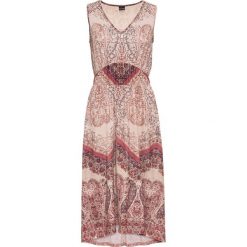Sukienka z dżerseju z nadrukiem bonprix beżowy wzorzysty. Brązowe sukienki damskie bonprix, na lato, z nadrukiem, z dżerseju, eleganckie, z dekoltem w serek, bez rękawów. Za 129,99 zł.