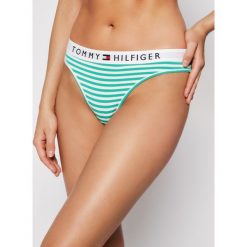 Stringi TOMMY HILFIGER Thong Stripe UW0UW02349. Zielone stringi damskie TOMMY HILFIGER, l, bez wzorów, z bawełny. Za 69,00 zł.