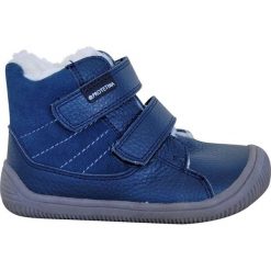 Protetika buty zimowe barefoot chłopięce Kabi 19 niebieskie. Niebieskie buty chłopięce zimowe Protetika, ze skóry, bez zapięcia. Za 199,00 zł.