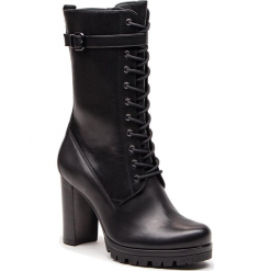 Kozaki HÖGL - 6-107813 Black 0100. Czarne buty zimowe damskie HÖGL, z materiału, przed kolano, na wysokim obcasie. Za 859,00 zł.