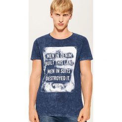 T-shirt z nadrukiem - Niebieski. Niebieskie t-shirty męskie z nadrukiem House, l. Za 49,99 zł.