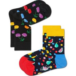 Happy Socks - Skarpetki dziecięce 15-34 (2-pak). Żółte skarpetki dziewczęce marki Happy Socks, bez wzorów, z elastanu. Za 39,90 zł.