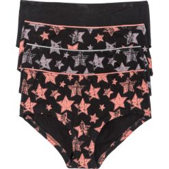 Figi "maxi panty" (4 pary) bonprix czarny z nadrukiem. Czarne majtki damskie bonprix, z nadrukiem. Za 59,96 zł.