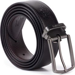 Zestaw upominkowy LACOSTE - RC4011 Black Dark Brown 371. Czarne paski męskie Lacoste, w paski, ze skóry. W wyprzedaży za 299,00 zł.