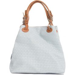 Torebki klasyczne damskie: Skórzana torebka w kolorze błękitnym – 35 x 28 x 17 cm