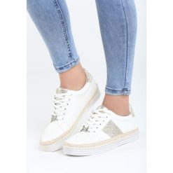 Biało-Złote Trampki Summer Crane. Żółte espadryle damskie marki Born2be, na sznurówki. Za 79,99 zł.