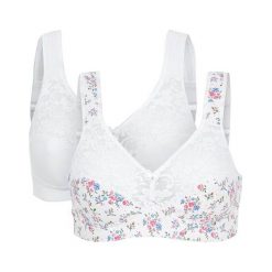 Cellbes Biustonosz Anna 2 Pack w kwiaty biały female ze wzorem/biały 95C. Białe biustonosze sportowe damskie Cellbes, w kwiaty, z tkaniny. Za 159,00 zł.