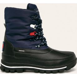Tommy Hilfiger - Śniegowce dziecięce. Niebieskie śniegowce chłopięce TOMMY HILFIGER, na zimę, bez zapięcia. Za 429,90 zł.