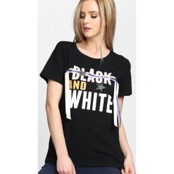 Czarny T-shirt And White. Białe t-shirty damskie marki Born2be, l. Za 39,99 zł.