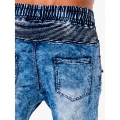 SPODNIE MĘSKIE JOGGERY P675 - NIEBIESKIE. Niebieskie joggery męskie Ombre Clothing, z bawełny. Za 89,00 zł.