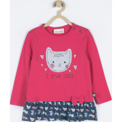 Koszulka. Czerwone bluzki dziewczęce bawełniane LOVE CATS, z napisami. Za 49,90 zł.