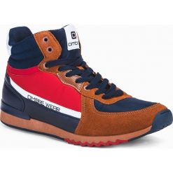 Buty męskie sneakersy za kostkę T327 - rude. Czerwone sneakersy męskie Ombre Clothing, za kostkę, na sznurówki. Za 119,00 zł.