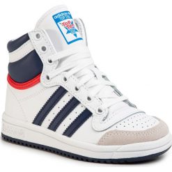 Buty adidas - Top ten Hi C M25299 Ftwwht/Dkblue/Powred. Białe kozaki dziewczęce Adidas, bez wzorów, z zamszu, bez obcasa. Za 249,00 zł.
