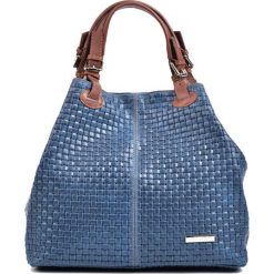Torebki klasyczne damskie: Skórzana torebka w kolorze niebieskim – (S)36 x (W)30 x (G)17 cm