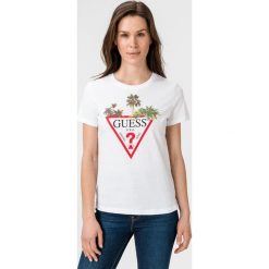 Guess Koszulka Biały. Białe podkoszulki męskie Guess, l, z nadrukiem, z bawełny, bez kołnierzyka, krótkie. Za 159,95 zł.